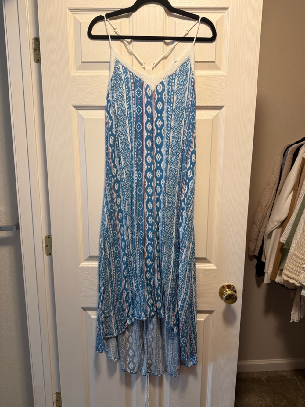 lovestitch Blue White Patterned Midi Dress